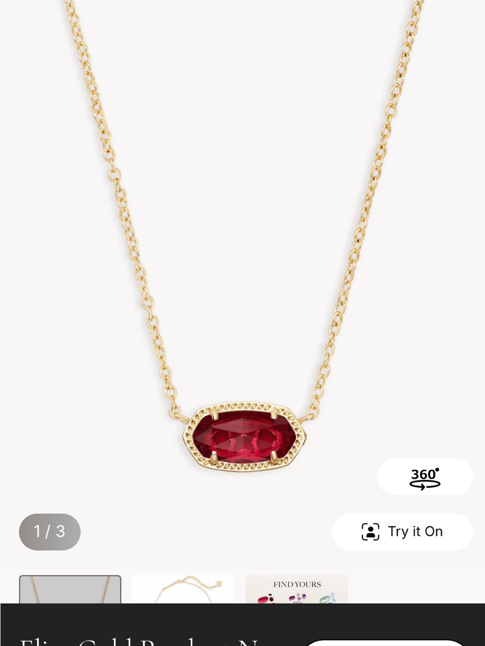 Kendra Scott Gold Necklace with Red Faceted Pendant